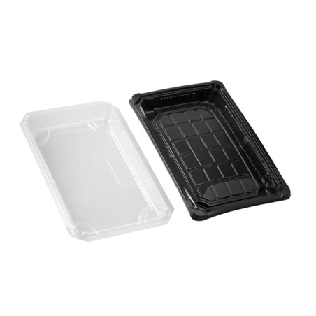 Embalagem com Tampa Sushi PLA Preto 15,0x23,0 cm (600 Uds)