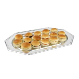 Bandeja Plastico Luxo Octog. Prata 46x30 cm (5 Uds)