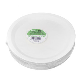 Prato de Cartão Redondo Branco Ø26cm 250g/m² (50 Uds)