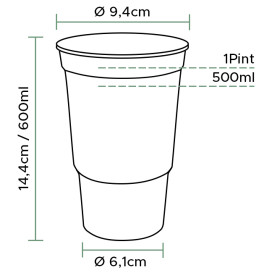 Copo Reutilizável PP Transparente 600ml Ø9,4cm (800 Uds)