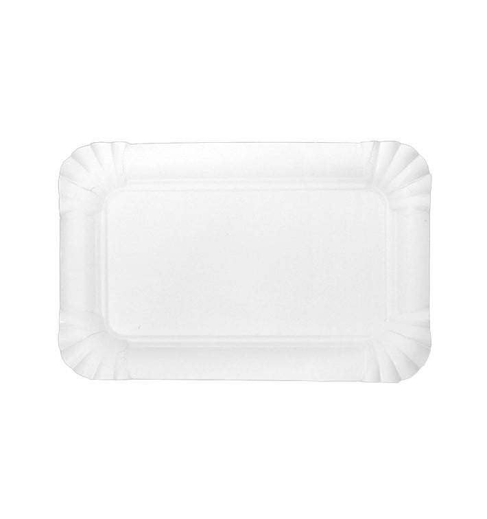 Bandeja de Cartão Rectangular Branca 12x19cm (50 Uds)