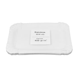 Bandeja de Cartão Rectangular Branca 12x19cm (50 Uds)