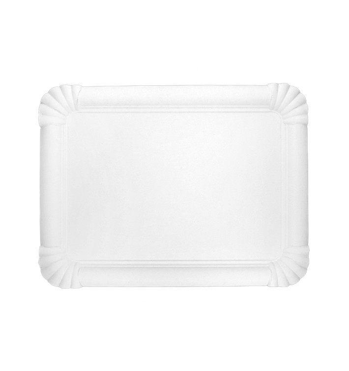 Bandeja de Cartão Rectangular Branca 18x24cm (50 Uds)