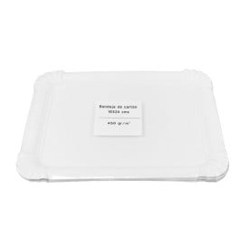 Bandeja de Cartão Rectangular Branca 18x24cm (50 Uds)