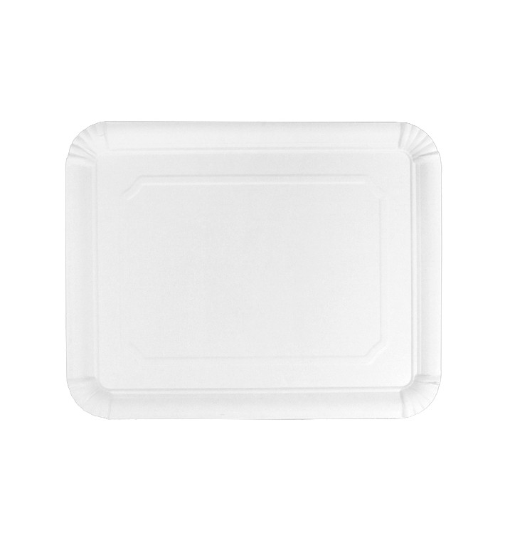 Bandeja de Cartão Rectangular Branca 22x28cm (50 Uds)