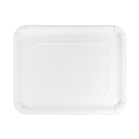 Bandeja de Cartão Rectangular Branca 22x28cm (50 Uds)