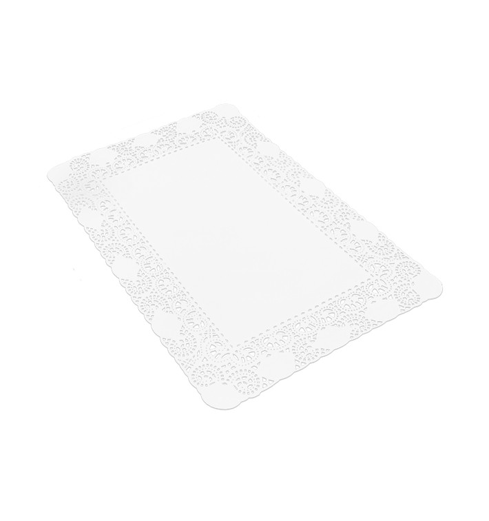 Naperon Papel Branco Rendado Rectang.14x24cm (250 Uds)