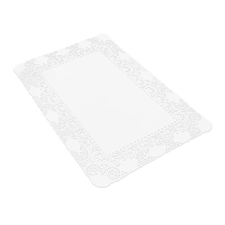 Naperon Papel Branco Rendado Rectang.14x24cm (250 Uds)