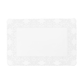 Naperon Papel Branco Rendado Rectang.25x37cm (2.000 Uds)