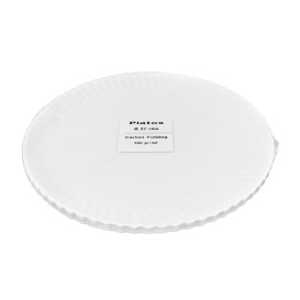 Prato de Cartão Redondo Branco Ø27cm 550g/m² (50 Uds)