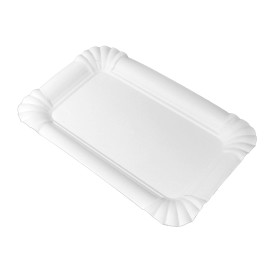 Bandeja de Cartão Rectangular Branca 12x19cm (50 Uds)