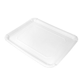 Bandeja de Cartão Rectangular Branca 22x28cm (50 Uds)