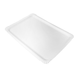 Bandeja de Cartão Rectangular Branca 25x34cm (50 Uds)