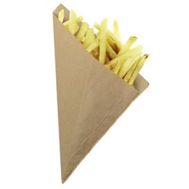 Cone de Papel Antigordura Kraft 27,5cm 250gr (100 Uds)