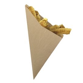 Cone de Papel Antigordura Kraft 34cm 400gr (100 Uds)