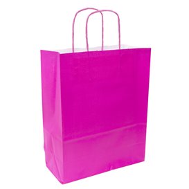 Saco de papel Fuchsia com alças 90g/m² 28+10x22 cm (25 Uds)