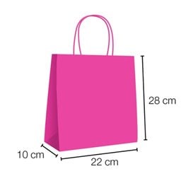 Saco de papel Fuchsia com alças 90g/m² 28+10x22 cm (25 Uds)