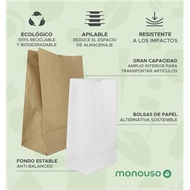 Saco de Papel Sem Asas Kraft 75g/m² 30+18x43cm (250 Uds)