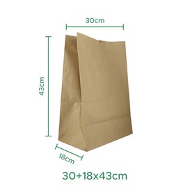 Saco de Papel Sem Asas Kraft 75g/m² 30+18x43cm (25 Uds)