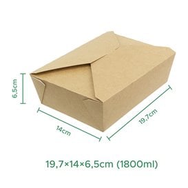 Caixa TakeAway Kraft 19,7x14x6,5cm 1800ml (25 Uds)