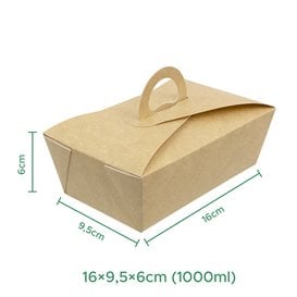 Caixa TakeAway com alça Kraft 16x9,5x6cm (200 Uds)