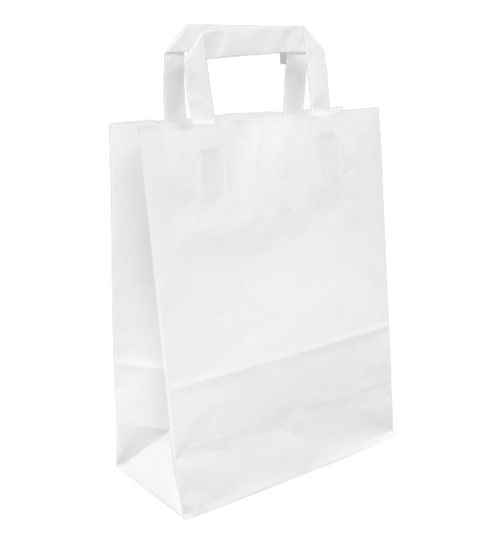 Saco Papel Kraft Branco Asas 100g/m² 22+11x27cm (25 Uds)