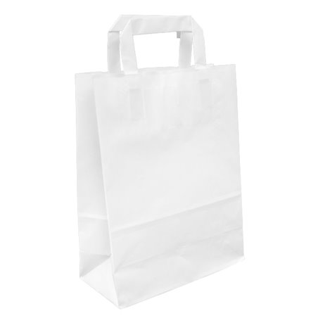 Saco Papel Branco com Alça Plana 70g/m² 22+10x28cm (25 Uds)