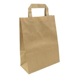 Sacos de Papel Kraft de Alça plana 80g/m² 22+10x28cm (50 Uds)