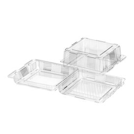 Embalagem Tampa Bisagra PET Pasteleria 18x18x6cm (220 Uds)