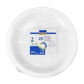 Prato Fundo Reutilizável Económico PS Branco Ø22cm (250 Uds)