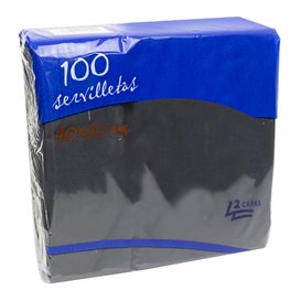 Guardanapos Papel com Rebordo 40x40cm 2C Preto (100 Uds)