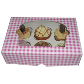 Caixa 6 Cupcakes Rosa 24,3x16,5x7,5cm (20 Unidades)