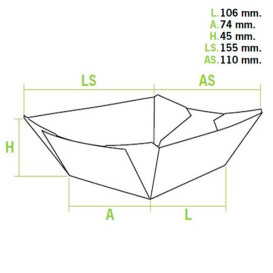 Barqueta Cartolina 10,6x7,3x4,5cm 350ml (1000 Uds)