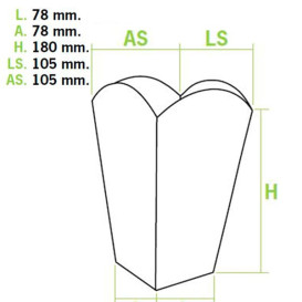 Caixa Pipocas Mediana Branca 90gr 7,8x10,5x18cm (350 Uds)