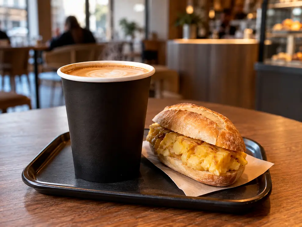 café para levar e sanduíche
